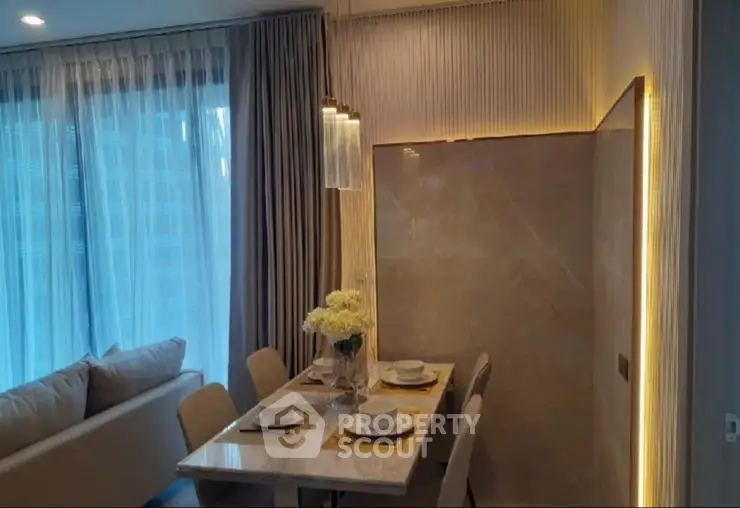 Modern living room with stylish decor and comfortable seating