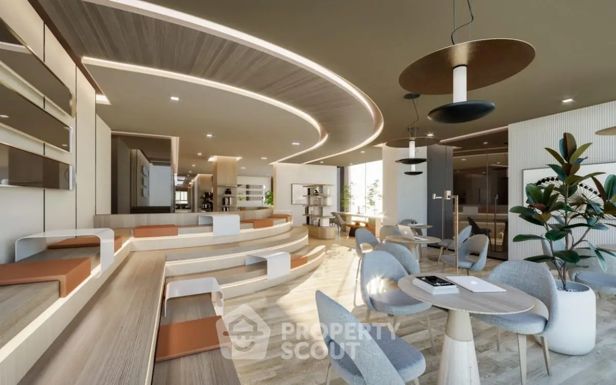 Luxurious modern living room with stylish seating and elegant lighting