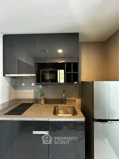 Modern kitchen with sleek cabinetry, stainless steel appliances, and compact design for efficient space use.