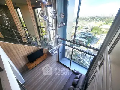Luxurious high-rise living room with stunning city view and modern decor