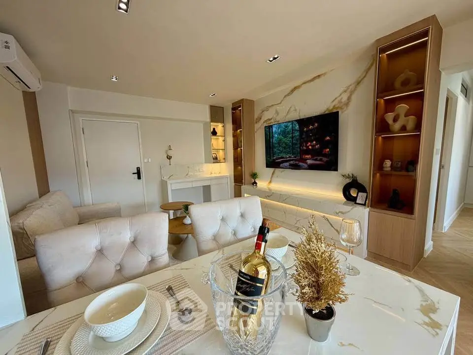 Luxurious modern living room with elegant decor and open layout