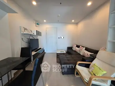 Modern living room with stylish furniture and cozy ambiance