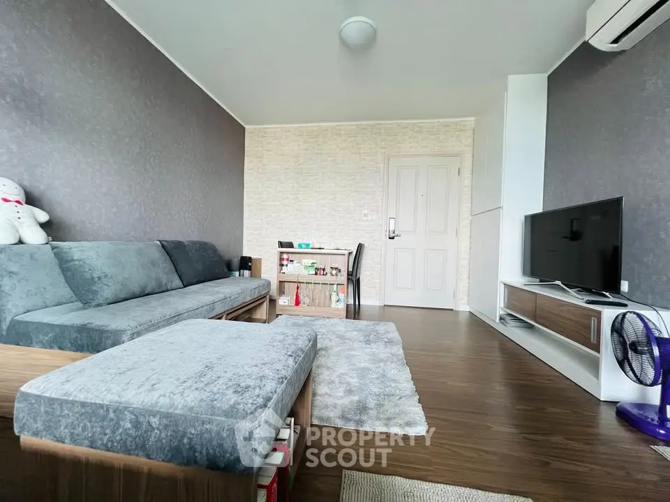 Modern living room with stylish furniture and cozy ambiance