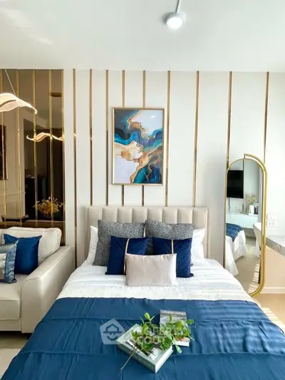 Luxurious bedroom with elegant decor and modern design elements