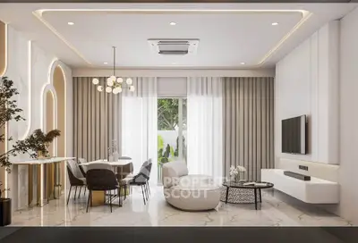 Luxurious modern living room with elegant decor and stylish furniture