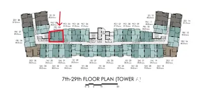 Detailed floor plan of Tower A showcasing apartment layouts from 7th to 29th floor.