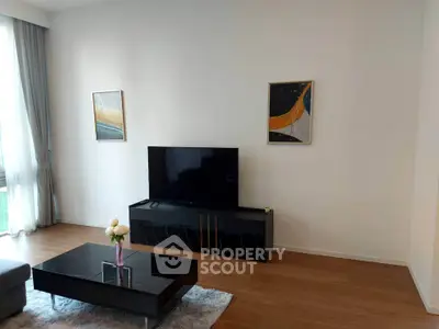 Modern living room with sleek TV stand and stylish decor