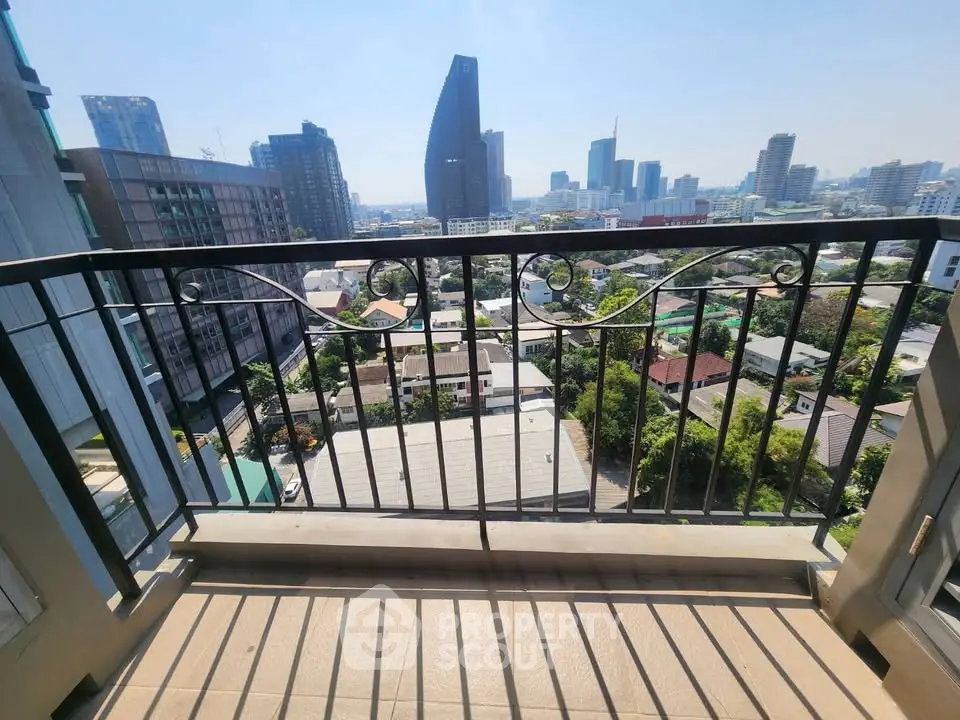 Stunning cityscape view from a modern balcony, perfect for urban living enthusiasts.