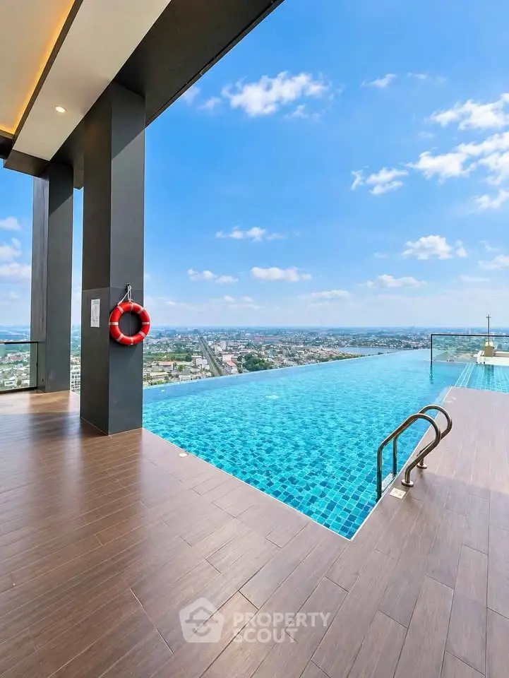 Stunning rooftop infinity pool with panoramic city views and modern design.