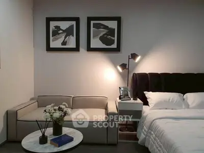 Cozy bedroom with modern decor and stylish lighting