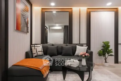 Modern living room with stylish decor and cozy seating area