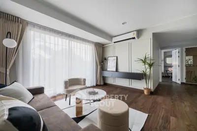 Modern living room with elegant decor and natural light