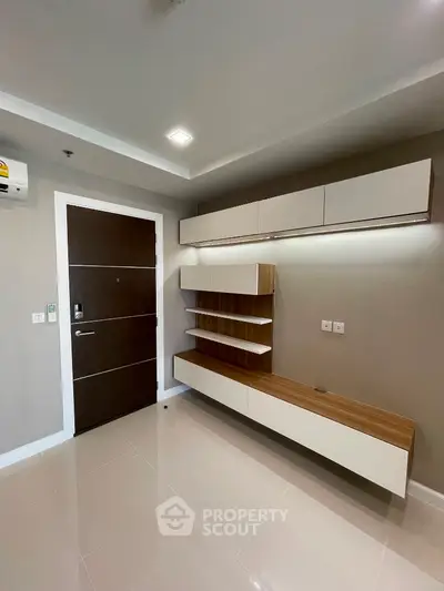 Modern interior with sleek storage and elegant design in a contemporary apartment