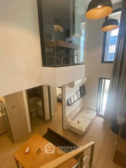 Modern loft apartment with high ceilings and stylish interior design