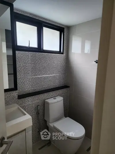 Modern bathroom with sleek design and natural light