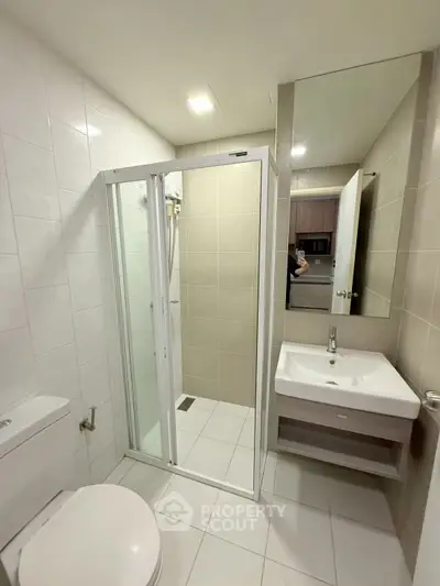 Modern bathroom with sleek fixtures and contemporary design