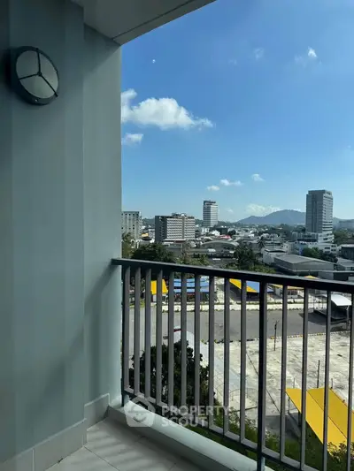 Stunning cityscape view from a modern balcony, perfect for urban living enthusiasts.