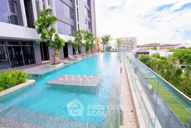 Luxurious rooftop pool with stunning city views and modern design