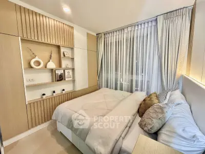 Cozy modern bedroom with elegant decor and natural light