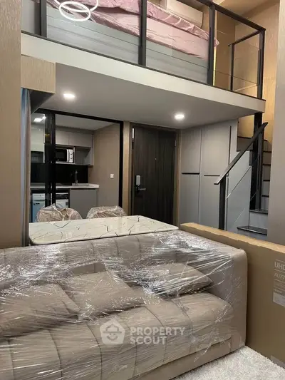 Modern loft apartment with mezzanine bedroom and stylish living area