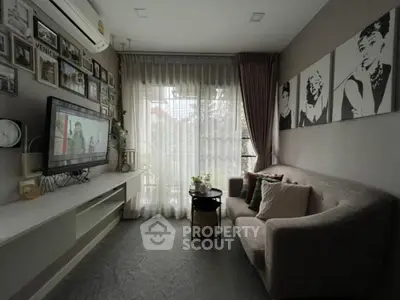 Cozy living room with stylish decor and natural light