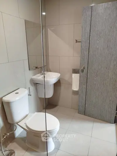 Modern bathroom with sleek fixtures and minimalist design