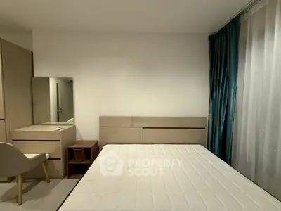 Modern bedroom with minimalist furniture and natural light