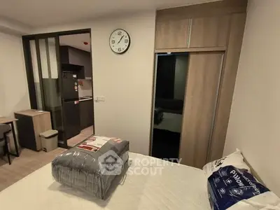 Modern bedroom with sleek design and integrated storage solutions