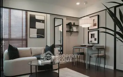 Stylish modern living room with cozy seating and elegant dining area