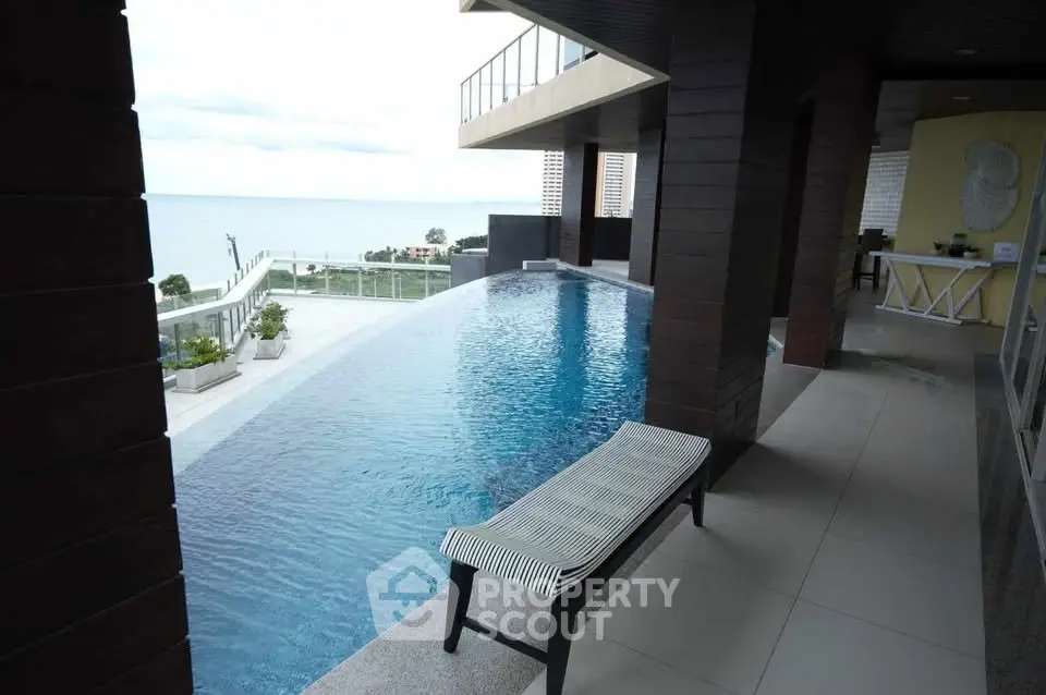 Luxurious rooftop pool with stunning ocean view and modern design.