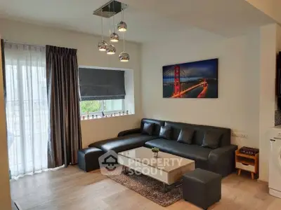 Modern living room with stylish decor and natural light