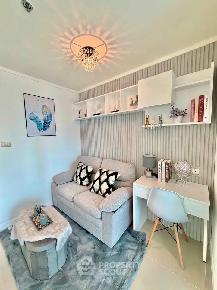 Chic and cozy living room with modern decor and stylish lighting