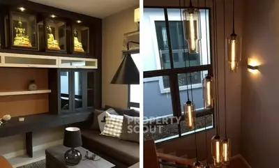 Modern interior with stylish lighting and cozy living area, perfect for contemporary living.