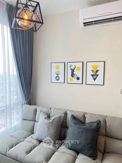 Modern living room with stylish decor and natural light