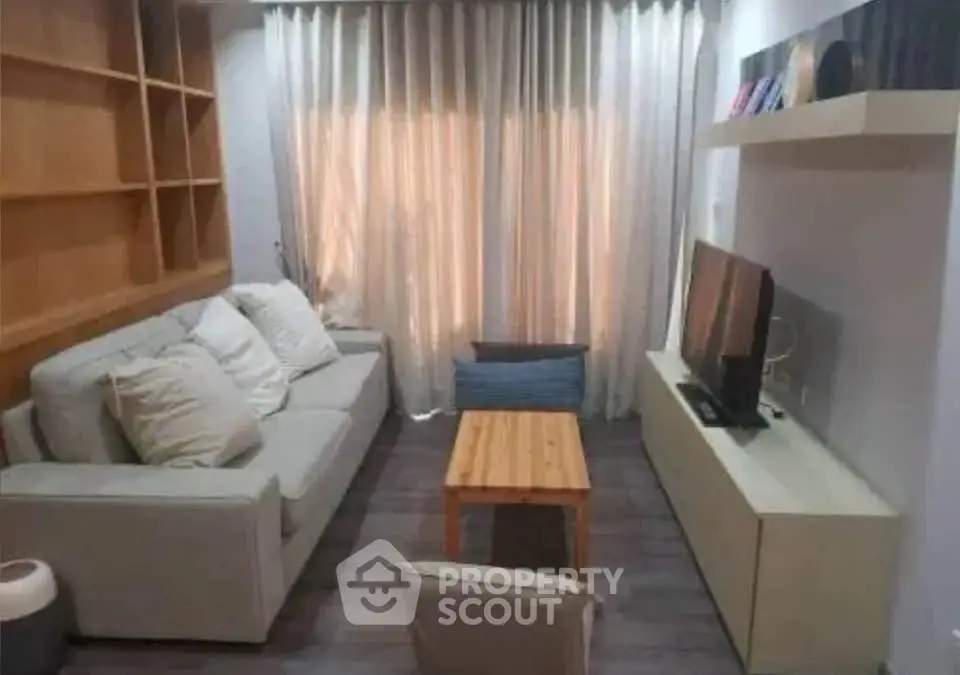 Cozy living room with modern decor and natural light