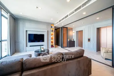 Luxurious modern living room with elegant decor and spacious layout