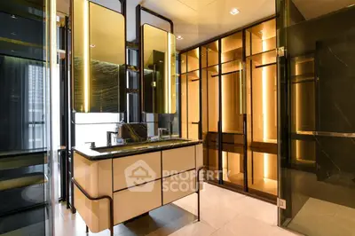 Luxurious modern bathroom with elegant lighting and sleek design