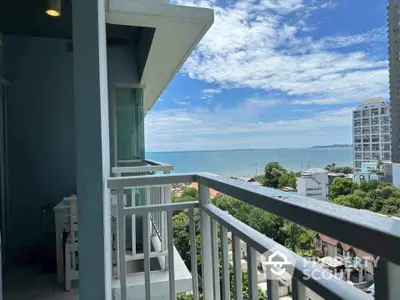 Stunning ocean view from modern balcony in high-rise building