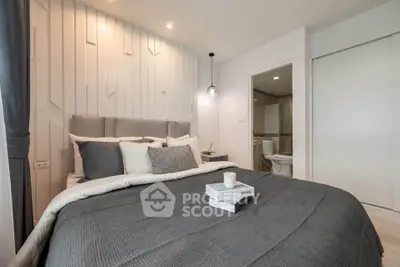 Modern bedroom with cozy bedding and stylish decor