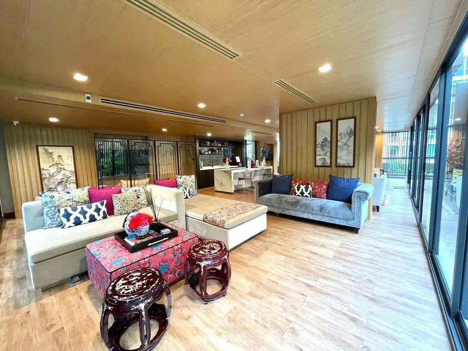 Luxurious living room with elegant decor and spacious seating area
