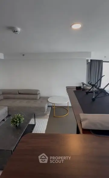 Modern living room with stylish furniture and natural light