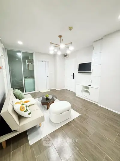 Modern living room with sleek design and stylish furniture