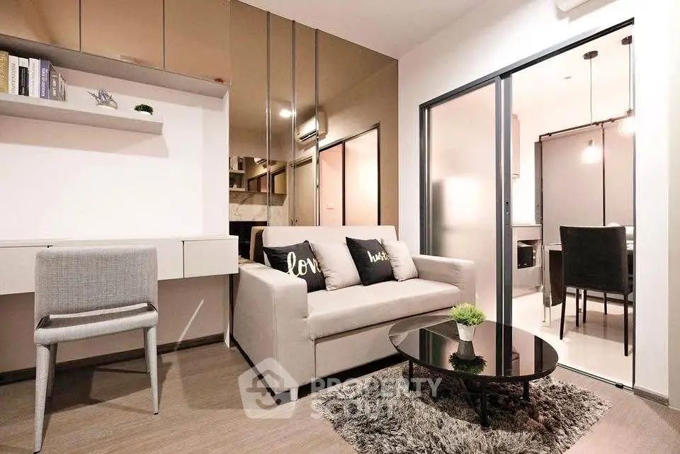 Modern living room with stylish decor and open layout