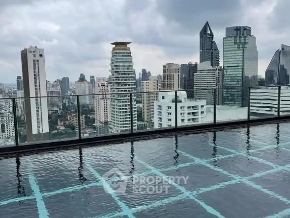 Stunning rooftop pool with panoramic city skyline view