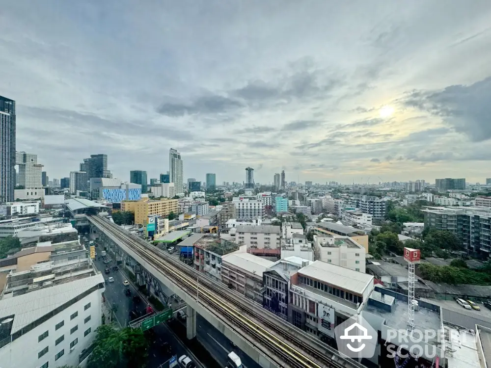 Stunning cityscape view from high-rise building showcasing urban skyline and vibrant city life.