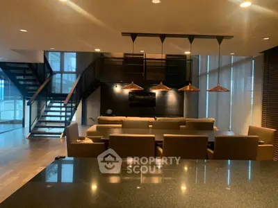 Luxurious modern living room with open layout and stylish lighting