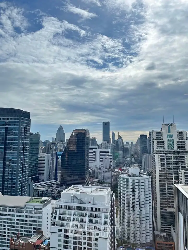 Stunning cityscape view from high-rise building showcasing urban skyline and architectural diversity.