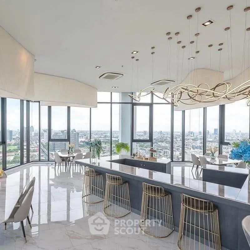 Luxurious penthouse with panoramic city views and modern interior design