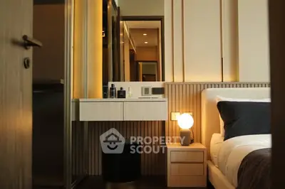 Luxurious modern bedroom with elegant lighting and stylish decor