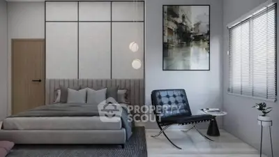 Modern bedroom with stylish decor and contemporary furniture